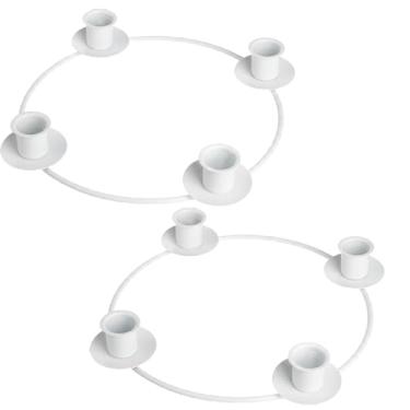 Imagem de Chengu 2 peças de guirlanda de anel do advento de Natal para velas giratórias, suporte de vela redondo para decoração de mesa de centro de mesa, decoração da estação do advento, candelabro de