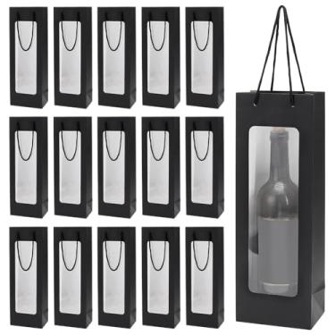 Imagem de UNICRAFTALE 26 peças de caixa de presente para garrafa de vinho com janela de papel, sacolas de presente de vinho com janela visível, retangular, janelas pretas, sacos de vinho para casamento, caixas