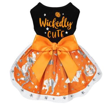 Imagem de Fantasia de cachorro BAOBICUTE Vestido de Halloween para cães com laço