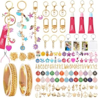 Imagem de Namifin Kit de fabricação de chaveiro de brilho labial de 384 peças com pingentes e clipes de chaveiro - pingentes de bolsa DIY, chaveiros de fotos, presentes personalizados para amigos e pequenas