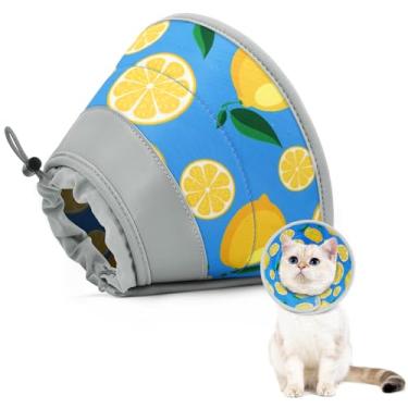 Imagem de GoGoPaw cone de gato, coleira de cone de gato ajustável macia para parar de lamber, alternativa de cone de gato fofo dobrável, cone de pescoço resistente à água para gatos, coleira leve de r
