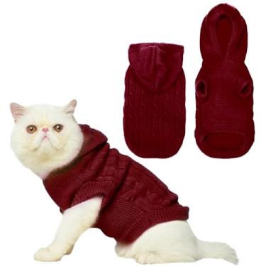 Imagem de PUPTECK Casaco de inverno para cães e gatos – Roupas macias para clima frio e tricô para gatinhos e cães pequenos, ambientes internos e externos, tricotados clássicos para cachorros, gatinhos, meninas