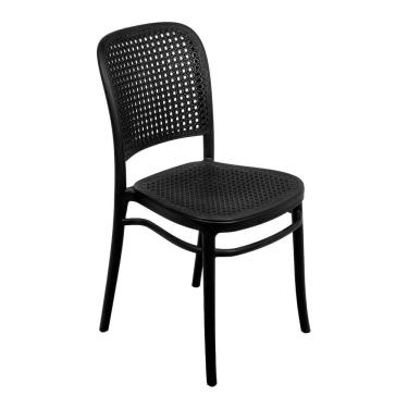 Imagem de Cadeira Amis em Polipropileno Preta Simulando Palha no Assento e Encosto Or Design