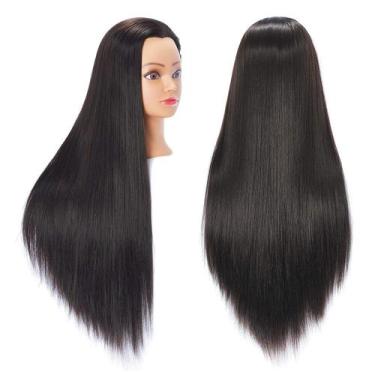Imagem de Mannequin Head Hair Styling Training Hairingrid 26-28 polegadas preto