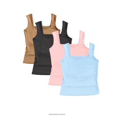 Imagem de Kit 4 Regata Lisa Feminina Elegante Suplex Verão - Blitz Feminina, Pre