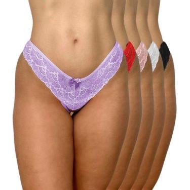 Imagem de Kit 5 Calcinhas Invisíveis com Renda Fio Tule Sexy e Confortáveis - Su