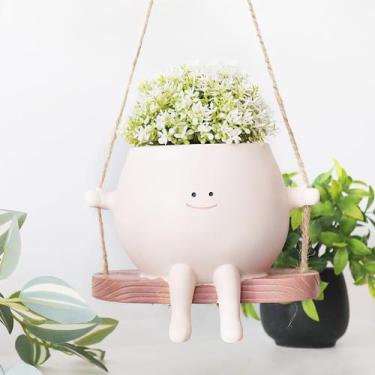 Imagem de Vaso de plantador de resina suspenso Swing Cute Smiley Face - Marca Pr