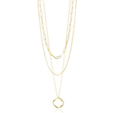 Imagem de Gmai Colares em camadas para mulheres banhados a ouro 3/4/5 peças conjunto de colar empilhável ajustável com pingente de moeda de cruz de pérola delicada ouro prata gargantilha corrente joia presente