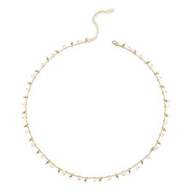 Imagem de Montana West Colar feminino com corrente banhada a ouro 18 quilates, leve, com contas de zircônia cúbica, Banhado a ouro 18K, Sem Pedra Preciosa