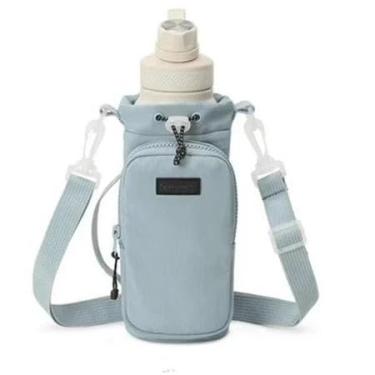 Imagem de Bolsa Térmica para Garrafa de Água com Alça Ajustável e Bolso Frontal Impermeável (Azul)