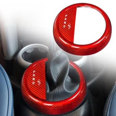 Imagem de FINMOKAL Adesivo de acabamento de moldura de painel de alavanca de câmbio de fibra de carbono real acessórios interiores compatíveis com BMW MINI R50 R53 2001-2006, vermelho