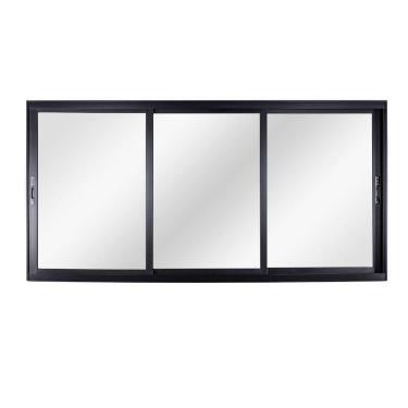 Imagem de Janela de Alumínio de Correr 120x200x10cm 3 Folhas Móveis Vidro Liso Topsul Esquadrisul