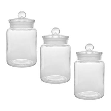Imagem de Kit 3 Potes Porta Mantimento Vidro Arena 1,6L Com Tampa