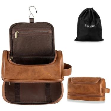 Imagem de Necessaire Masculina de Couro, ELVIROS, Marrom