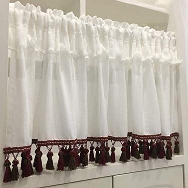 Imagem de LUOFDCLDDD Cortina, cortina pequena, cortina de café americano, fio/meia cortina, cortina curta, decoração, para cozinha/restaurante/café/banheiro/porta de guarda-roupa/lareira/cortina de pano/1