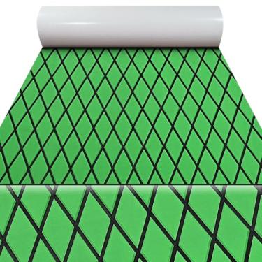 Imagem de KT GuoMei 98,4 cm × 45,5 cm autoadesivo piso de barco espuma EVA folha de deck de barco antiderrapante para pesca adequado para iates, jardins, kart, etc (padrão diamante, verde e preto, 280 cm x 96