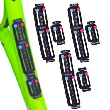 Imagem de Uniharpa Marcador de pontuação de tênis para raquete, marcador de pontuação de raquete de tênis Blsck Pickleball, contador de placar pequeno para treinador de tênis, pontos de gravação de rastreador