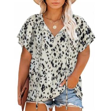 Imagem de Blusa feminina Eytino, tamanho grande, casual, boho, floral, decote em