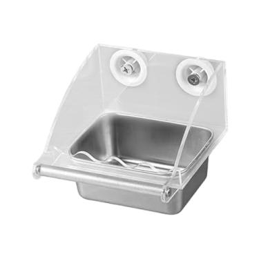 Imagem de Dualoai Alimentador de gaiola de pássaros pendurado, alimentador de periquitos, recipiente de comida resistente, acessório de gaiola para caiques, L