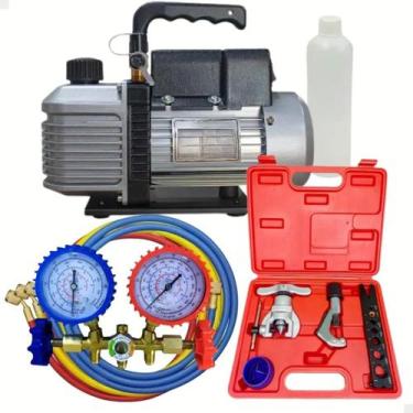 Imagem de Kit Básico Refrigeração Ar Condicionado Bomba De Vácuo 6 Cfm Preto - R