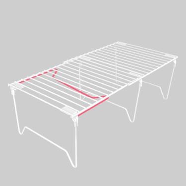 Imagem de BUWZUJR Conjunto de organizador de freezer de 1/2 peças, prateleiras organizadoras de armário empilháveis, prateleira de despensa dobrável, prato, prato, organizador de armazenamento de metal à prova