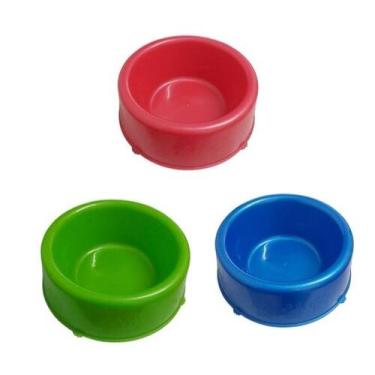 Imagem de Kit 3 Comedouro Plastico Patinhas Medio 1900ml Cores Variadas - pet in