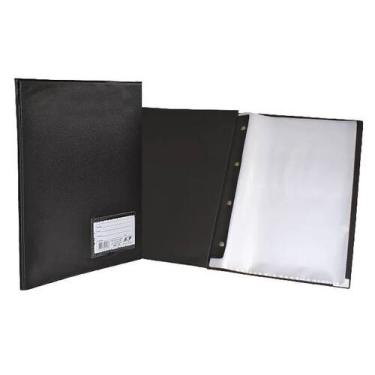 Imagem de Pasta Catálogo Preta Com Visor 100 Plásticos ACP