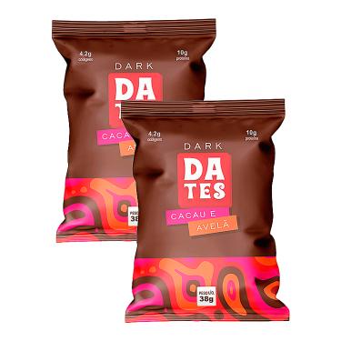 Imagem de Kit 2X: Barra de Proteína Dark Cacau e Avelã Sem Açúcar Let's Dates 38g
