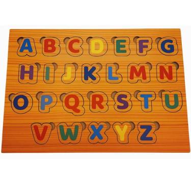 Imagem de Alfabeto Educativo Infantil Mdf Peças De Encaixe Pedagógicas - Passo a