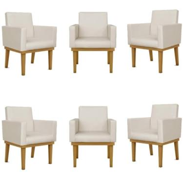 Imagem de Kit 06 Poltronas Reforçadas Escritório Recepção Sala Courino Cor:courino Bege