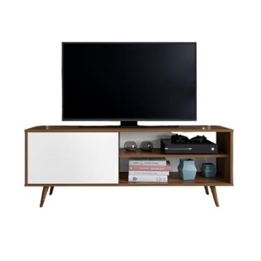 Imagem de Rack para tv até 43 sem painel sala com pés de madeira 1 porta pintura u.v para casa 97 * 67 * 30cm(porta off white)