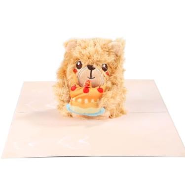 Imagem de Cartão de aniversário pop-up de urso de pelúcia, cartão pop-up de ursinho de pelúcia de aniversário, cartão de felicitações 3D, cartões de feliz aniversário com envelopes, bolo de aniversário, boneca