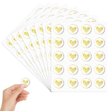 Imagem de 500 adesivos de selo de envelope, adesivos redondos de coração de ouro de 3,2 cm, adesivos de envelope de casamento, selos de adesivos de envelope para cartões de convite, caixas de presente e