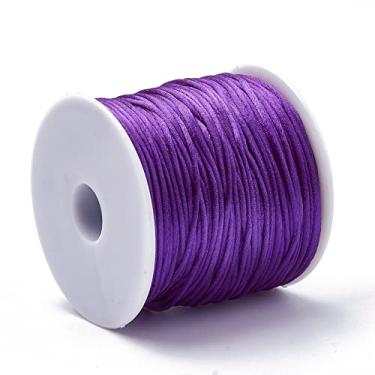 Imagem de Fio de nylon acetinado de 1 mm para fabricação de joias, contas brilhantes e sedosas, tranças, aparar, enrolar, artesanato, pulseiras de macramê Kumihimo, malva
