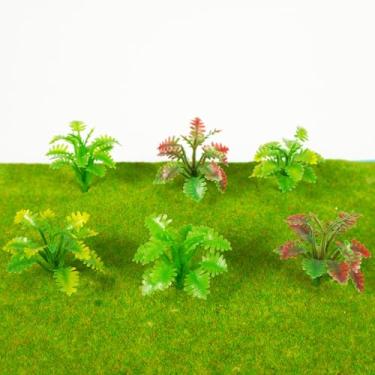 Imagem de 6 peças de plantas modelo de árvores em miniatura para jardim de fadas diorama trem cenário micro decoração de paisagem