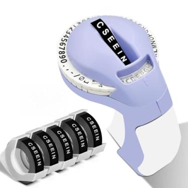 Imagem de cseein Máquina de fazer etiquetas em relevo com fitas, etiquetadora Old School com 5 rolos de etiqueta em relevo 3D - roxo