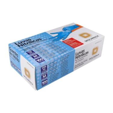 Imagem de Luva Descartável Nitrílica Sem Pó Azul M - 100Un Descarpack