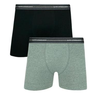 Imagem de Cueca Lupo Boxer Algodão com Elastano 523-088 C/2, Preto, Cinza mescla