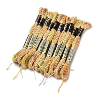 Imagem de 10 novelos 80 m 0,5 mm 6 camadas poliéster bordado fio de ponto cruz segmento tingido linha de costura multiuso suprimentos de costura doméstica para máquina de costura e costura manual