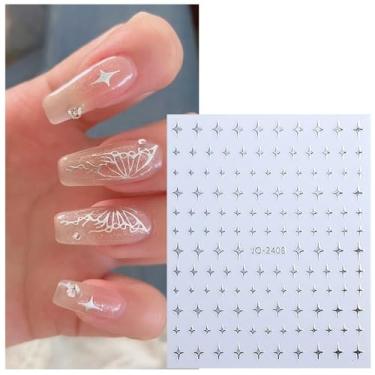 Imagem de Adesivos de unhas de gel semicurado para mulheres - Tiras de unhas de estrela funcionam com arte de unhas, decalques de gel de salão para unhas acessórios DIY