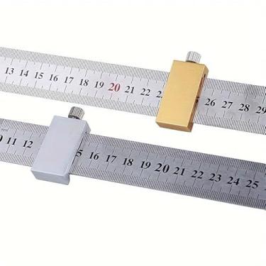 Imagem de Régua de aço ajustável ferramenta de medição profissional para designers marceneiros e artesãos com capacidade de marcação de linha (2 peças)