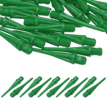 Imagem de YELARXI Pontas de dardo de plástico, 2BA Thread Soft Tip Dart Points Replacement Dart Accessories - Adequado para (alvo eletrônico/prática/entretenimento doméstico/competição), pacote com 50 e verde