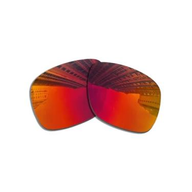 Imagem de Lentes de substituição para óculos de sol Oakley Holbrook XS OJ9007 53 mm/polarizadas de 1,5 mm/fácil de instalar, Vermelho escuro, 53*41mm