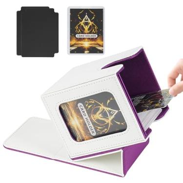 Imagem de Jaffzora Deck Box for MTG Commander, Magnetic Card Display Case, TCG Card Storage Box, Holds 100 Double-Sleeved Cards, White&Purple