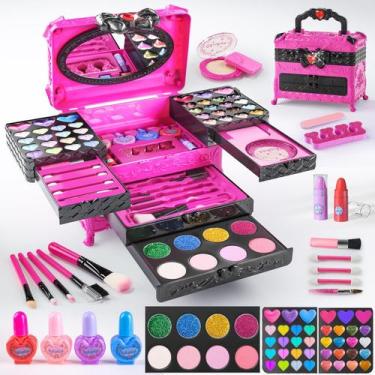 Imagem de Kit de maquiagem GORISPI Kids for Girl, 66 unidades, lavável com estoj