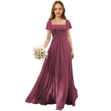Imagem de Vestido Augday Chiffon Ruched Flower Girl Desert Rose tamanho 10