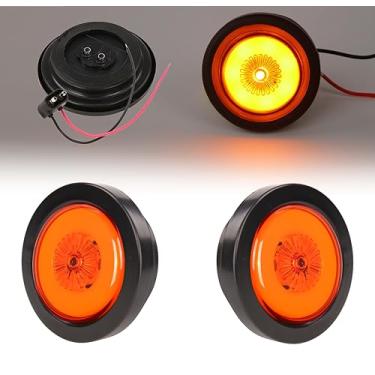 Imagem de NEW SUN Pacote com 2 luzes de LED redondas premium de 5 cm, à prova d'água IP67, design halo e neon, suporte de ilhós ruuber macio para reboque utilitário, trailer, caminhão, caminhonete, barcos