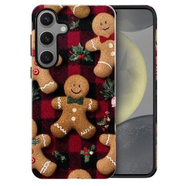 Imagem de heindiy Compatível com Samsung Galaxy S23 FE, capa brilhante proteção completa à prova de choque anti-arranhões capa de TPU, capas para homem mulher - Natal gengibre preto vermelho xadrez