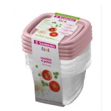 Imagem de Kit 4 Potes Para Alimentos Quadrado 200 ML Transparente Sanremo