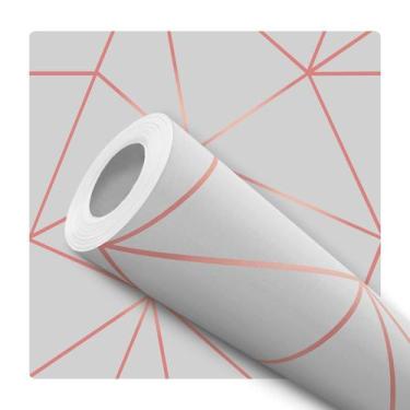 Imagem de Papel de Parede Vinílico Geométrico Cinza Rosê Sala 1m - DELIQUADROS